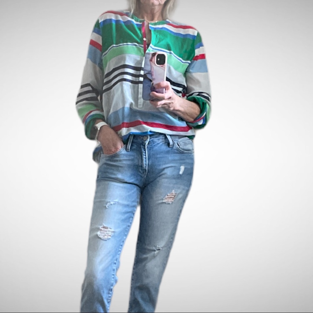 Brax Style Vanda Striped Cotton Tunic Blouse